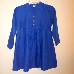Selvia girls medium blue dress pop over